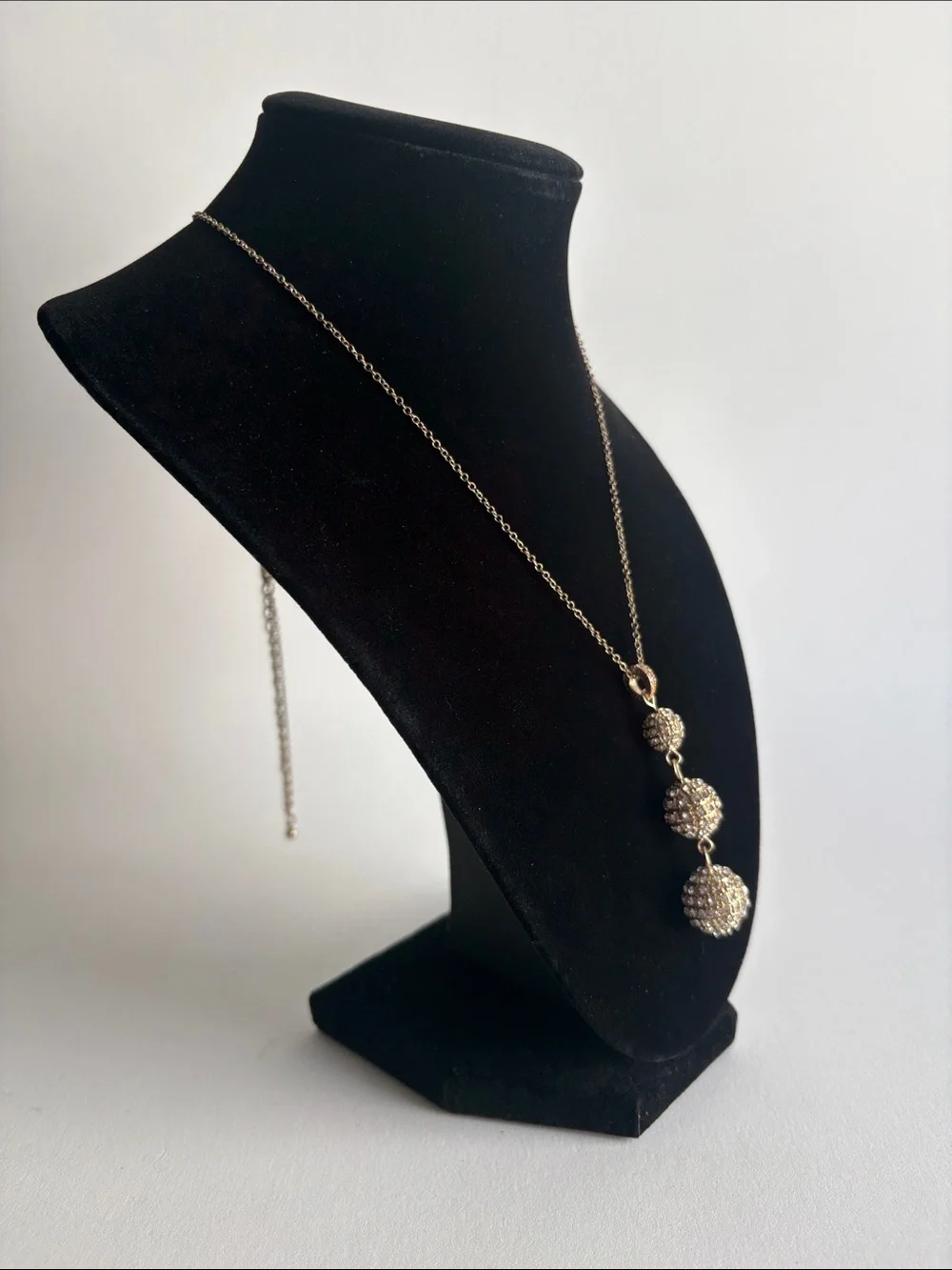 Banana Republic Gold Pave Crystal Triple Drop Necklace